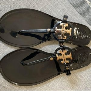 Tory Burch Mini Miller Thong Sandals Flip Flops Black size 9M